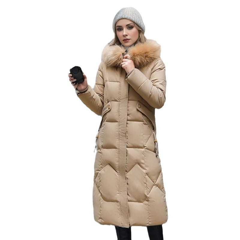 Cotton padded clothes women's middle and long style, slim fit and thick cotton padded jacket