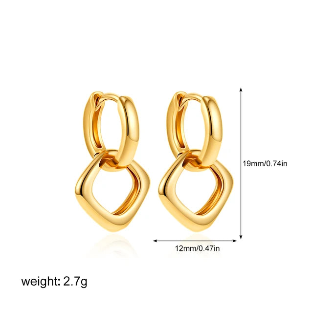 Waterproof Anti Allergic Metal Geometric Irregular Drop Earrings