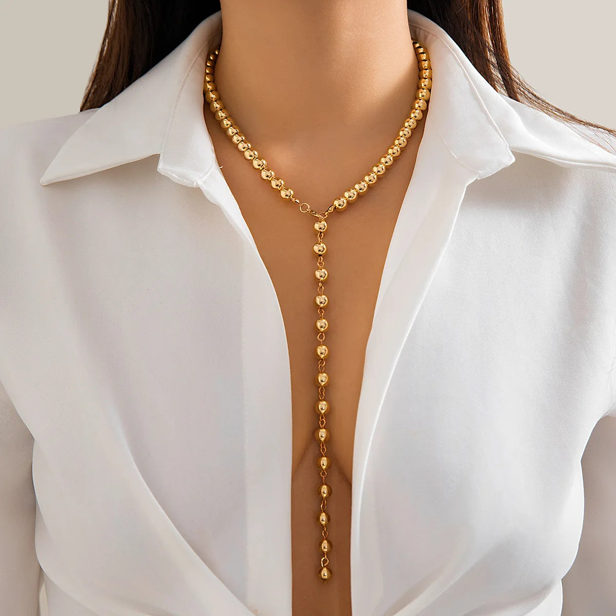 Jewelry Retro Beaded Chain Beaded Collar Simple Imitation Pearl Fringe Long Niche Necklace