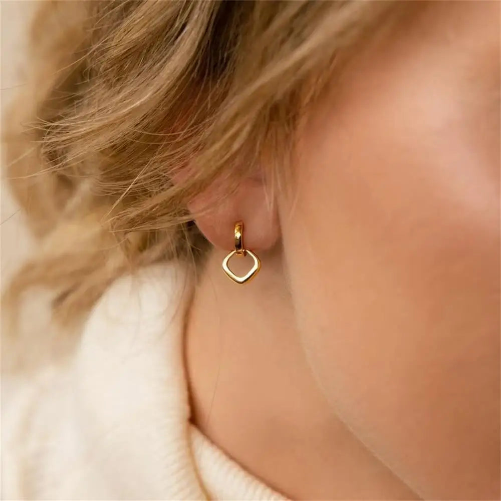 Waterproof Anti Allergic Metal Geometric Irregular Drop Earrings