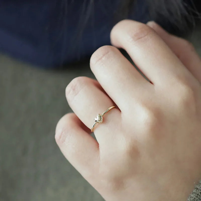 Girl Simple and Versatile Super Cute Heart Ring Jewelry