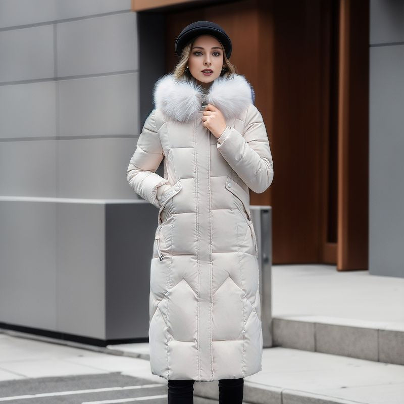 Cotton padded clothes women's middle and long style, slim fit and thick cotton padded jacket